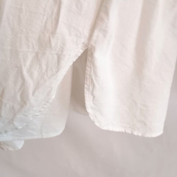 Banana Republic Linen Blend White Blouse XL Mandarin Collar Button Front - Picture 5 of 9
